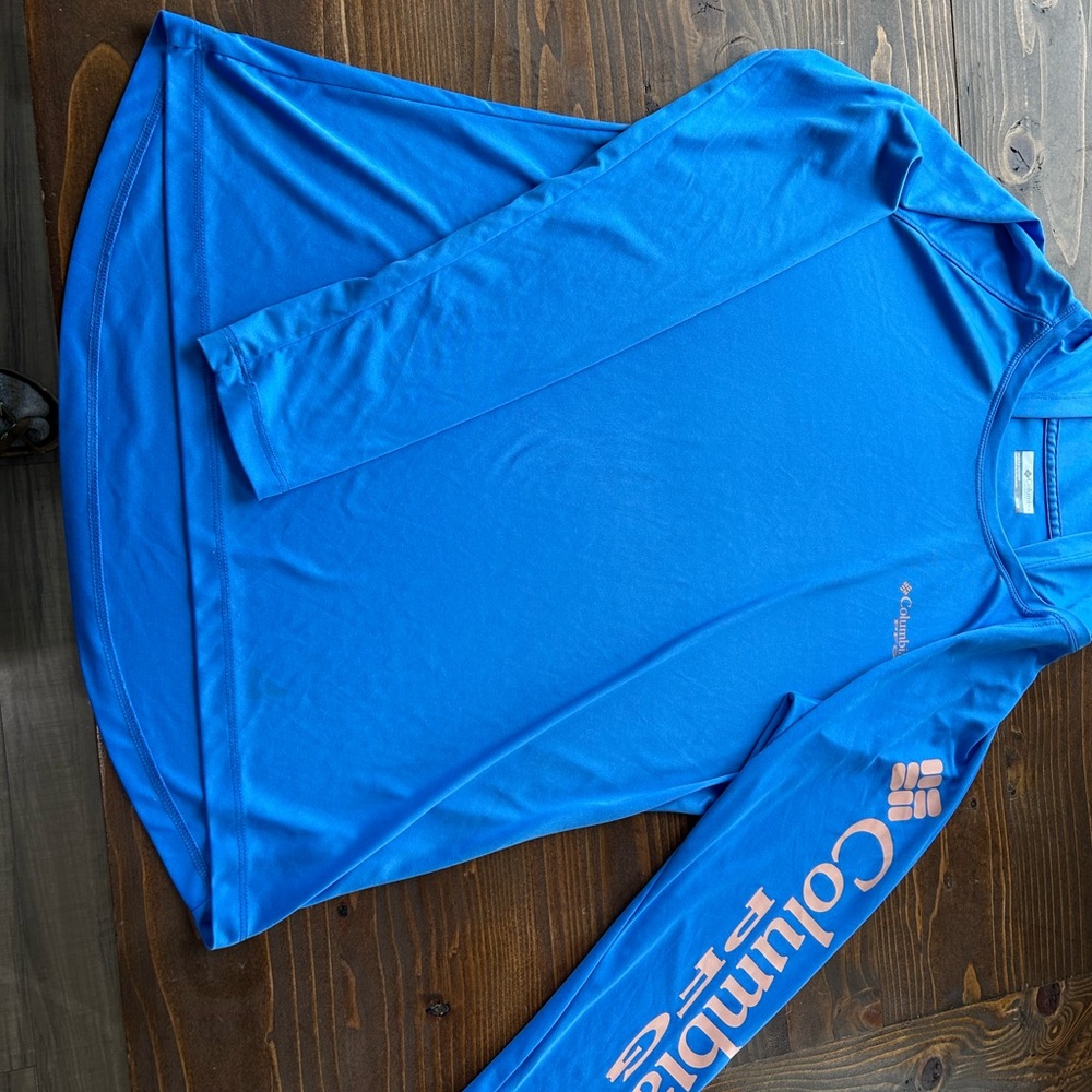 Used- Columbia PFG Thermal Tackle Sun Hoodie Bright Blue